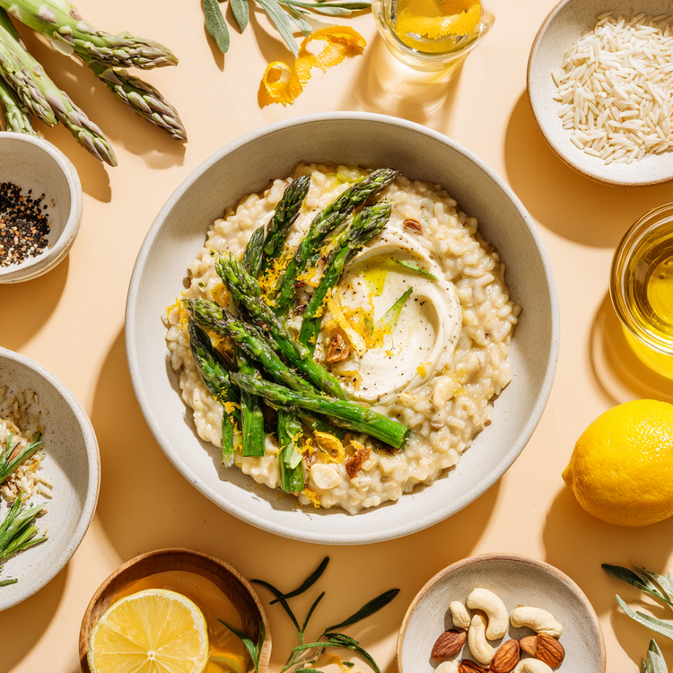 Risotto con Asparagi e Crema di Anacardi al Limone