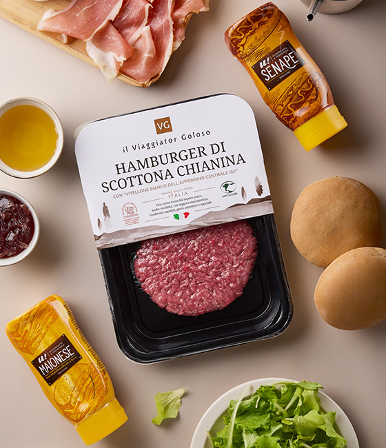 Hamburger con tomino e salsa alla senape